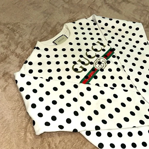 Gucci White & Black Polka Dot Print Sweatshirt - Picture 6 of 14